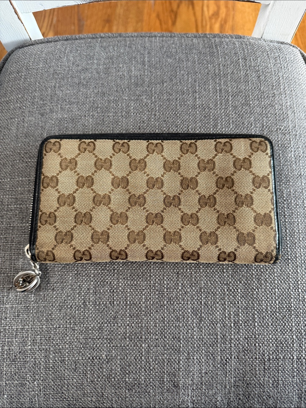 Gucci Beige and Brown GG Supreme Zip Around Wallet